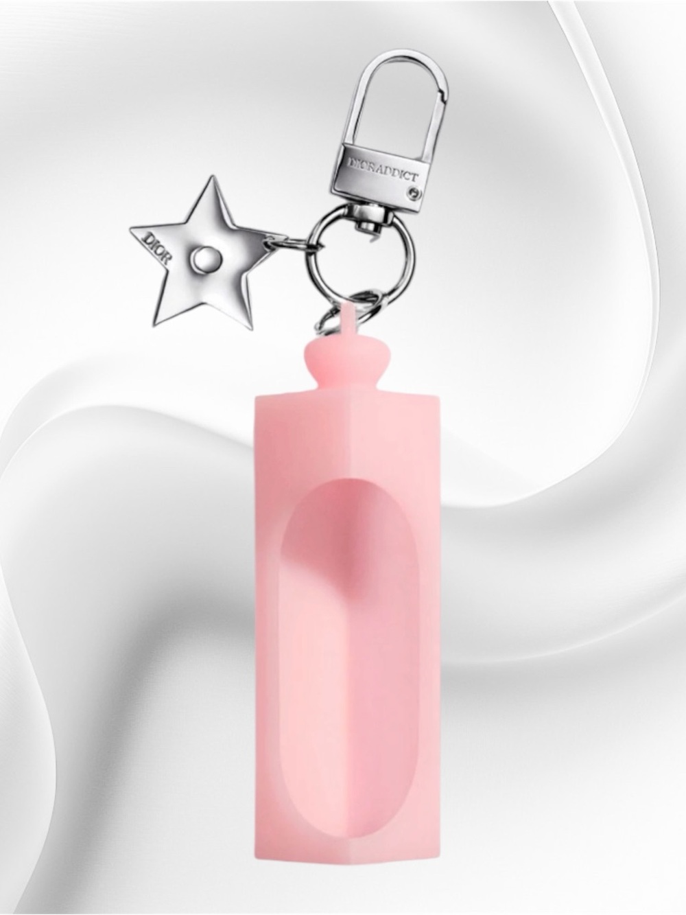 Dior Lip Glow Oil Holder and Keychain or Key Ring- Pink